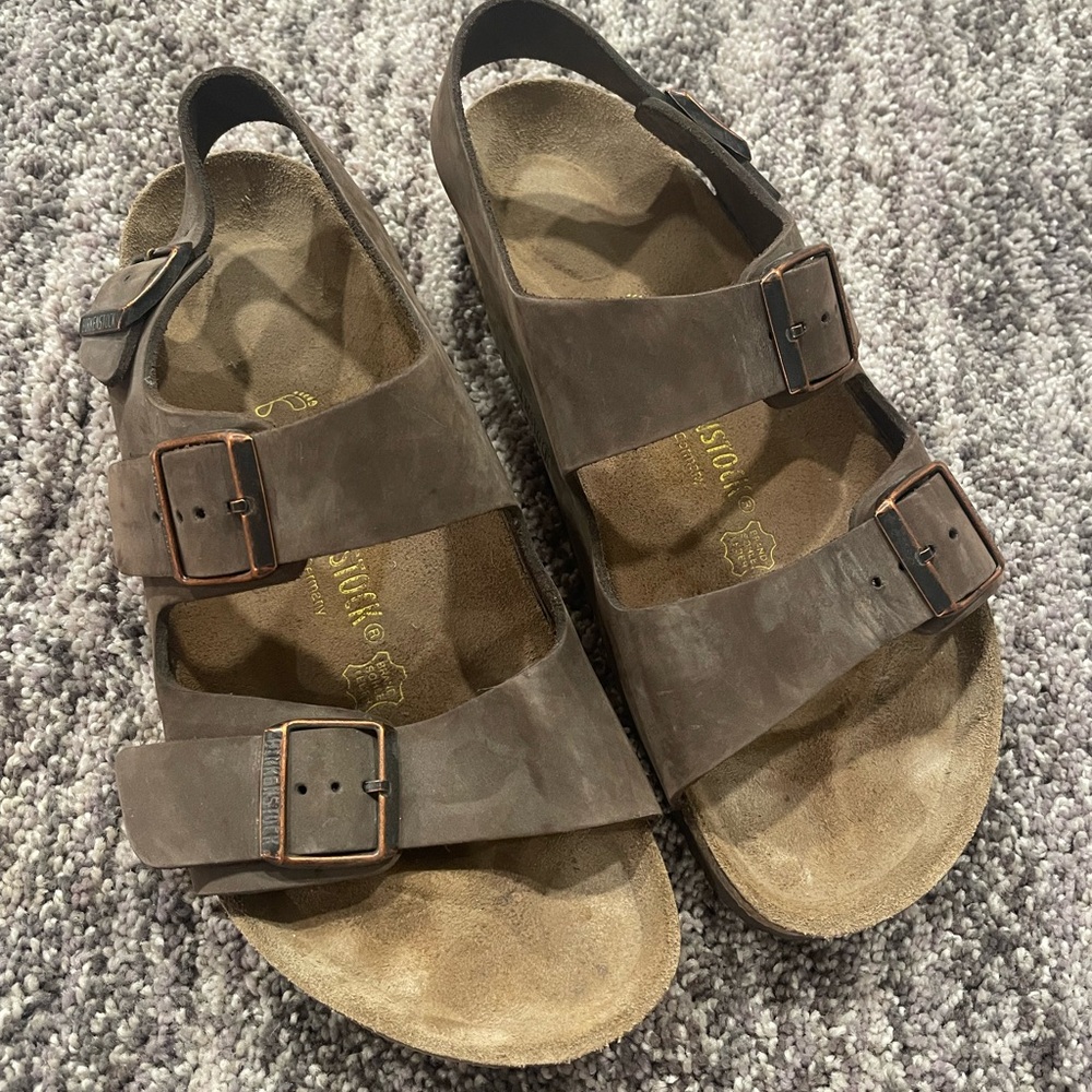 Birkenstock Milano Slingback Brown Leather Sandal Size 41 Unisex